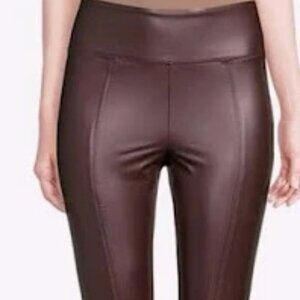 Saks Fifth Avenue Winter Leather Leggings Fleece Lined Maroon Size Medium